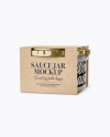 Clear Glass Sauce Jar in Kraft Paperboard Sleeve Mockup Clear Glass Sauce Jar in Kraft Paperboard Sleeve Mockup