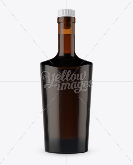 Dark Amber Liquor Bottle W/Bung Mockup - Front View - Free Download