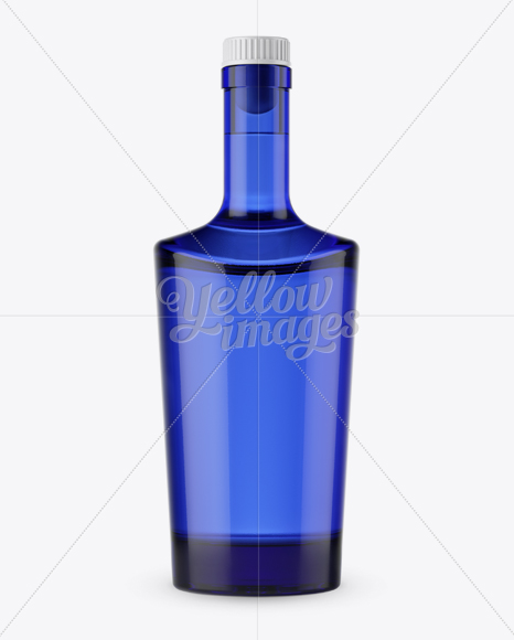 Blue Glass Liquor Bottle W/ Bung - Front View