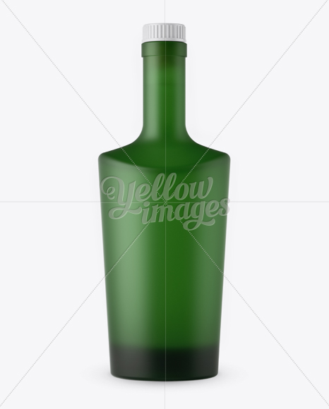 Matte Green Glass Bottle W/ Bung Mockup - Front View