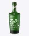 Matte Green Glass Bottle W/ Bung Mockup - Front View