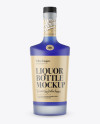 Frosted Bottle W/ Blue Liquor Mockup - Front View