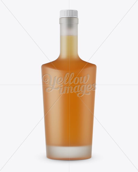 Frosted Bottle W/ Orange Liquor Mockup - Front View