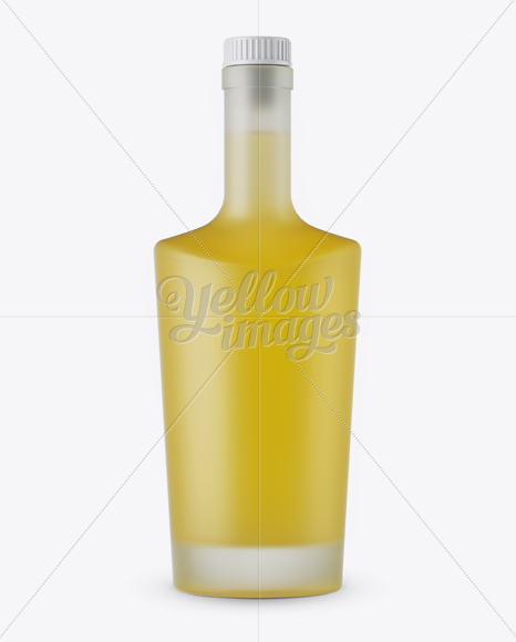 Frosted Bottle W/ Yellow Liquor Mockup - Front View