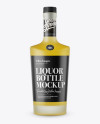 Frosted Bottle W/ Yellow Liquor Mockup - Front View