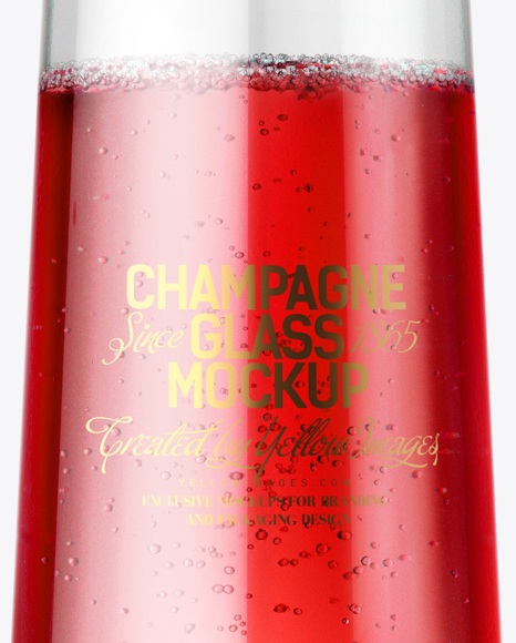 Red Champagne Glass Mockup