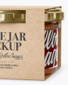 Clear Glass Sauce Jar in Kraft Paperboard Sleeve Mockup