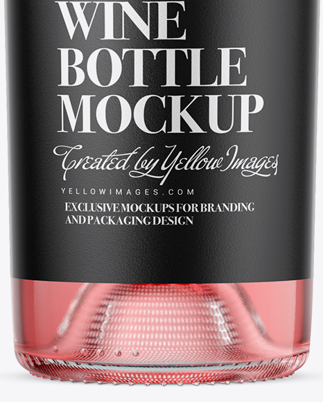 Clear Glass Pink Wine Bottle Mockup