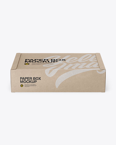 Kraft Box Mockup - Front View (High Angle Shot)