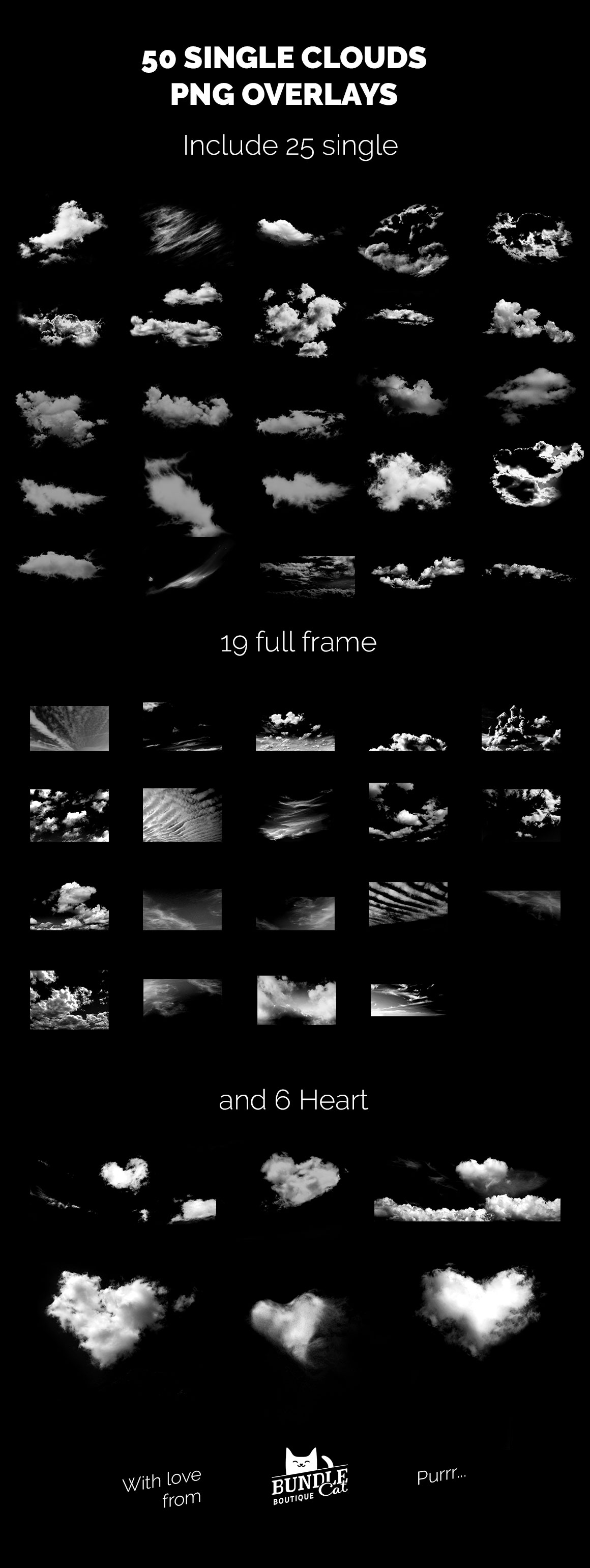 50 Single Clouds Photo Overlays