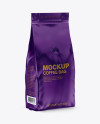 Glossy Coffee Bag with Valve Mockup - Half Side View