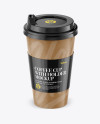 Paper Coffee Cup With Sleeve Mockup - Front View (High-Angle Shot)