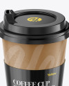 Paper Coffee Cup With Sleeve Mockup - Front View (High-Angle Shot)