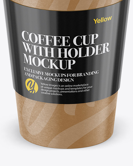 Paper Coffee Cup With Sleeve Mockup - Front View (High-Angle Shot)