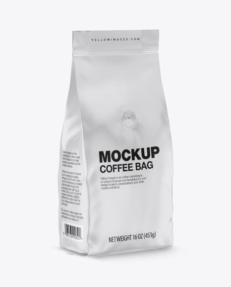 Matte Coffee Bag with Valve Mockup - Half Side View