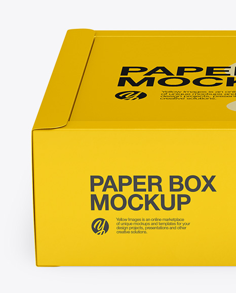 Paper Box Mockup - Front View (High Angle Shot)