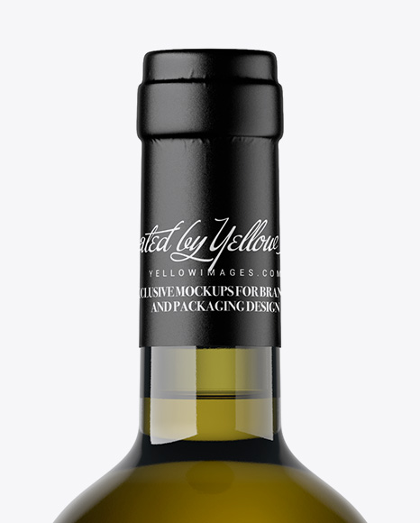 Antique Green Glass White Wine Bottle Mockup