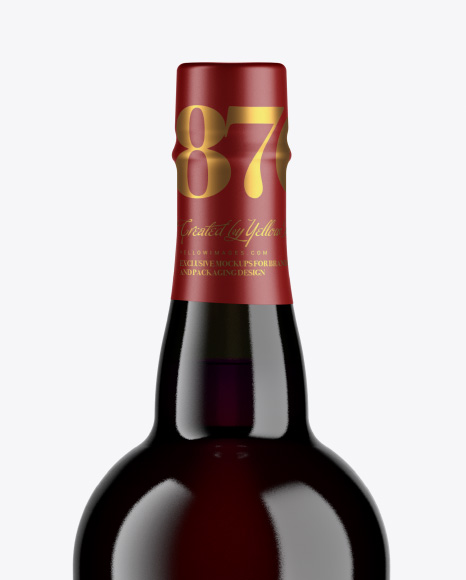 Dark Glass Bottle with Red Drink Mockup