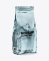 Glossy Metallic Coffee Bag with Valve Mockup - Half Side View