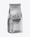 Matte Metallic Coffee Bag with Valve Mockup - Half Side View