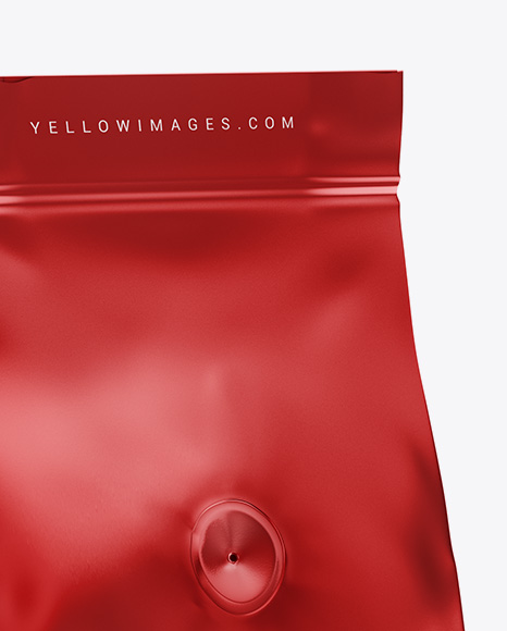 Matte Metallic Coffee Bag with Valve Mockup - Half Side View