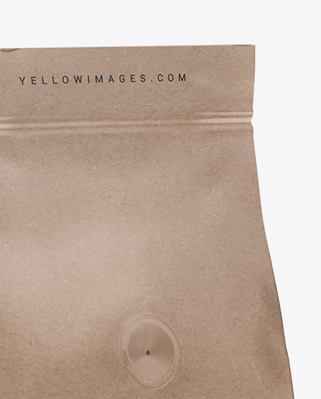 Kraft Coffee Bag with Valve Mockup - Half Side View