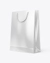 Glossy Paper Shopping Bag Mockup - Half Side View