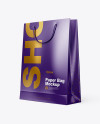 Glossy Paper Shopping Bag Mockup - Half Side View