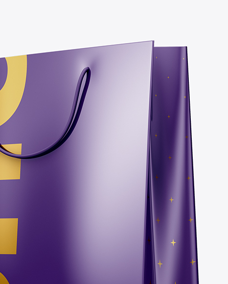 Glossy Paper Shopping Bag Mockup - Half Side View