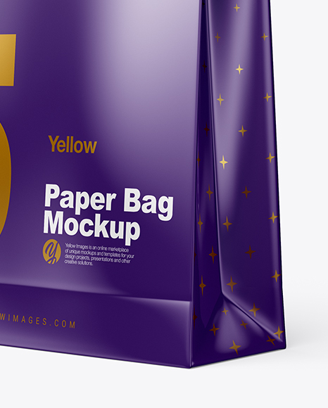 Glossy Paper Shopping Bag Mockup - Half Side View