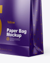 Glossy Paper Shopping Bag Mockup - Half Side View