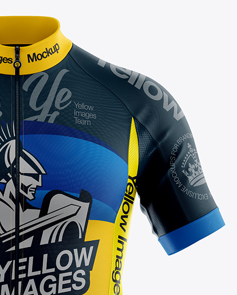 Men&#039;s Full-Zip Cycling Jersey Mockup - Front View