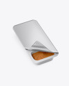 Metallic Plastic Container With Peanut Paste Mockup - Half Side View