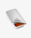 Metallic Plastic Container With Сaramel Mockup - Half Side View