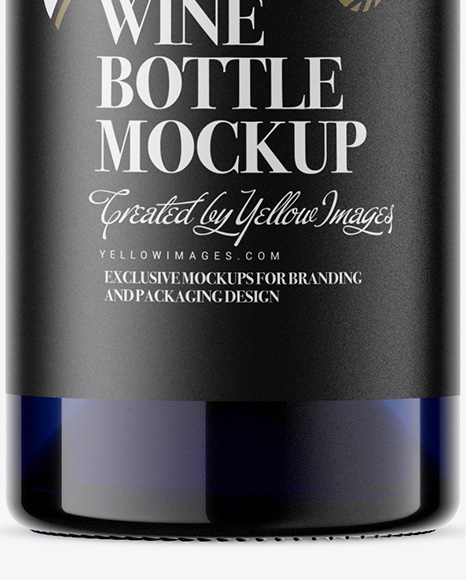 Blue Glass White Wine Bottle Mockup