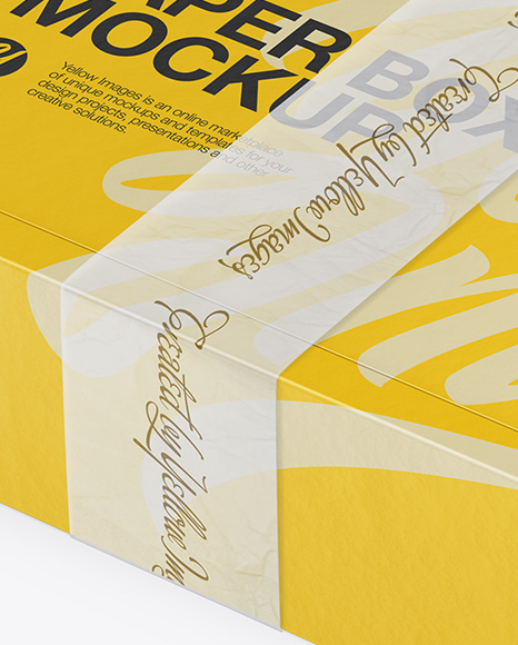 Paper Box Mockup - Half Side View (High Angle Shot)