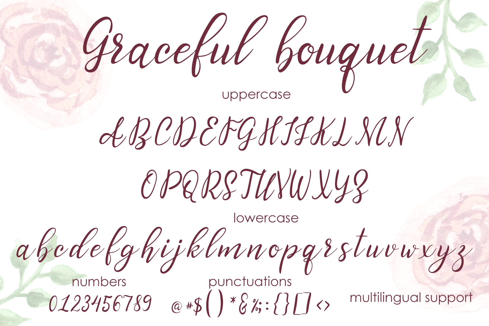 Graceful bouquet-lovely font&amp;clipart