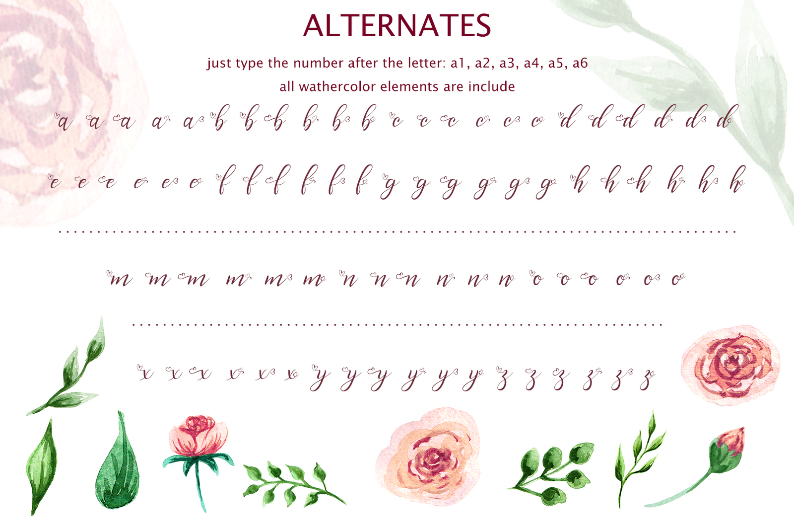 Graceful bouquet-lovely font&clipart Graceful bouquet-lovely font&clipart