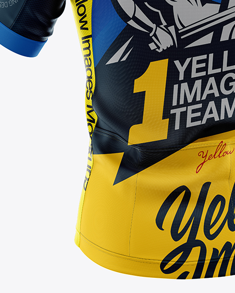 Men's Full-Zip Cycling Jersey Mockup - Back View