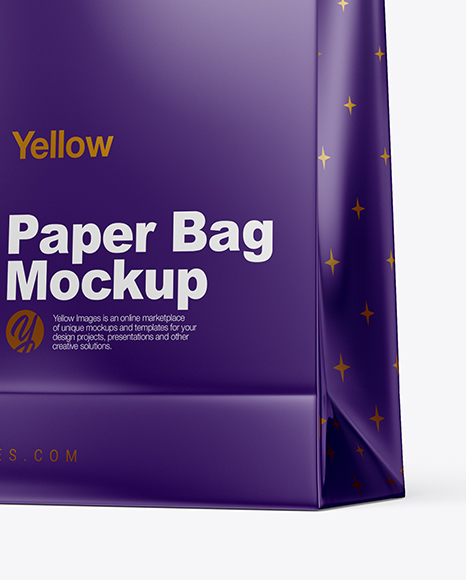 Glossy Paper Shopping Bag Mockup - Half Side View (Hero Shot)