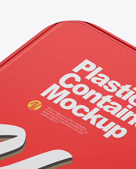 Metallic Plastic Container With Сaramel Mockup - Half Side View