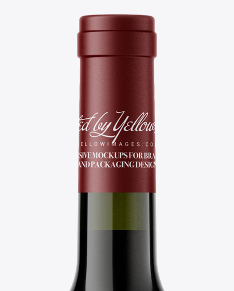 Antique Green Glass Bottle With Red Wine Mockup