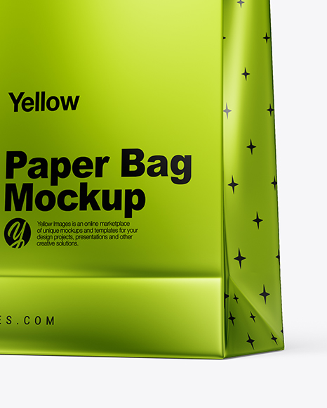 Metallic Paper Shopping Bag Mockup - Half Side View (Hero Shot)