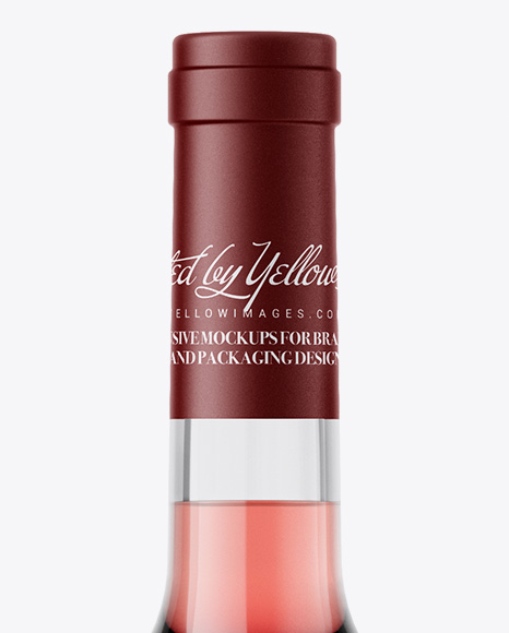 Clear Glass Bottle With Pink Wine Mockup