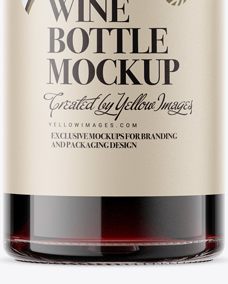 Clear Glass Bottle With Red Wine Mockup