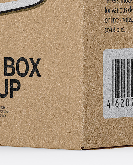 Opened Kraft Box Mockup - Back Half Side View (High-Angle Shot) Opened Kraft Box Mockup - Back Half Side View (High-Angle Shot)