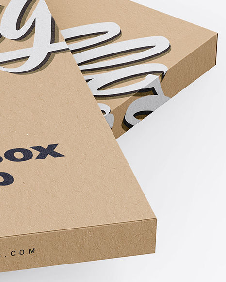 Two Kraft Boxes Mockup - Half Side View