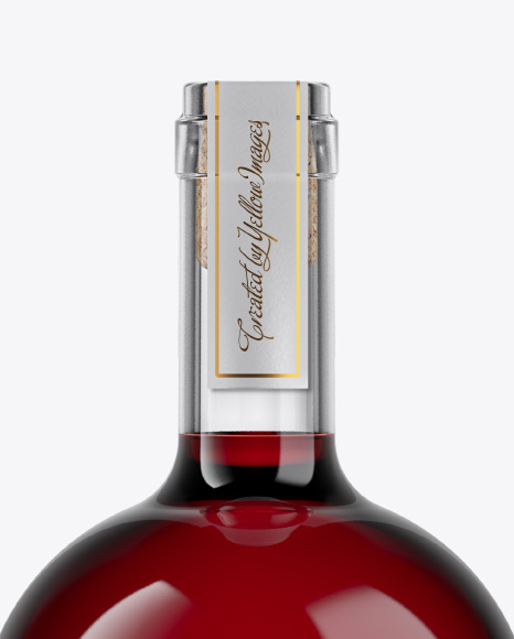 Clear Glass Bottle with Red Drink Mockup