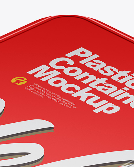 Metallic Plastic Container With Сaramel Mockup - Half Side View