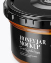 Clear Glass Honey Jar Mockup (High-Angle Shot)